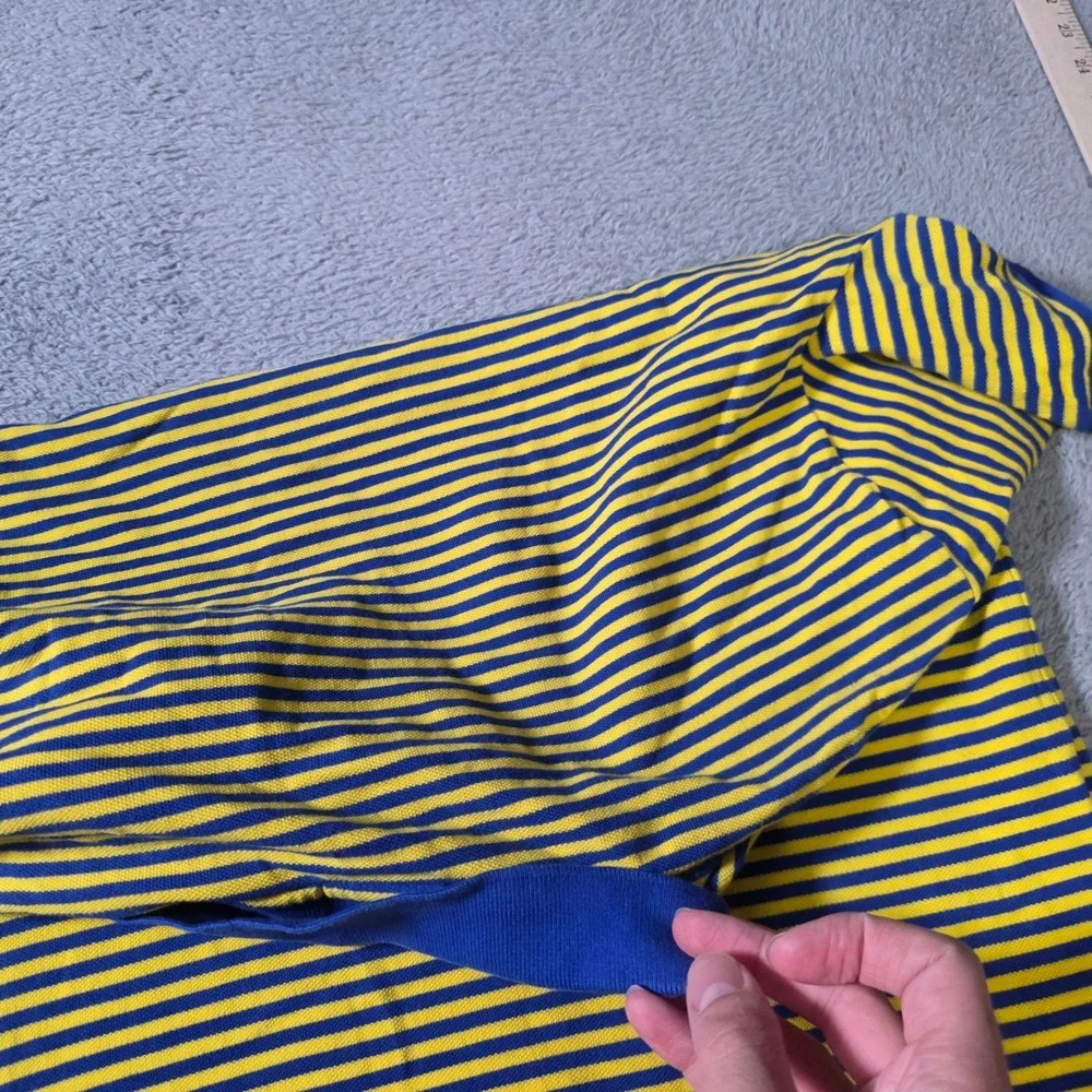 Polo Ralph Lauren Mens XL Polo Shirt Yellow Blue Striped Custom Fit Red Pony